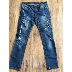 Southpole Skinny Moto Men's Jeans Mid Rise Stretch Grunge Y2K Denim Size 32x32
